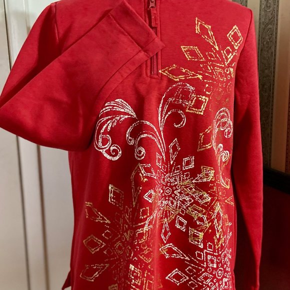 💖Red Sweatshirt with Gold Design /C12 - Picture 1 of 4